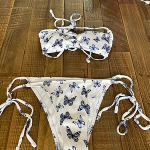 white purple butterfly bikini